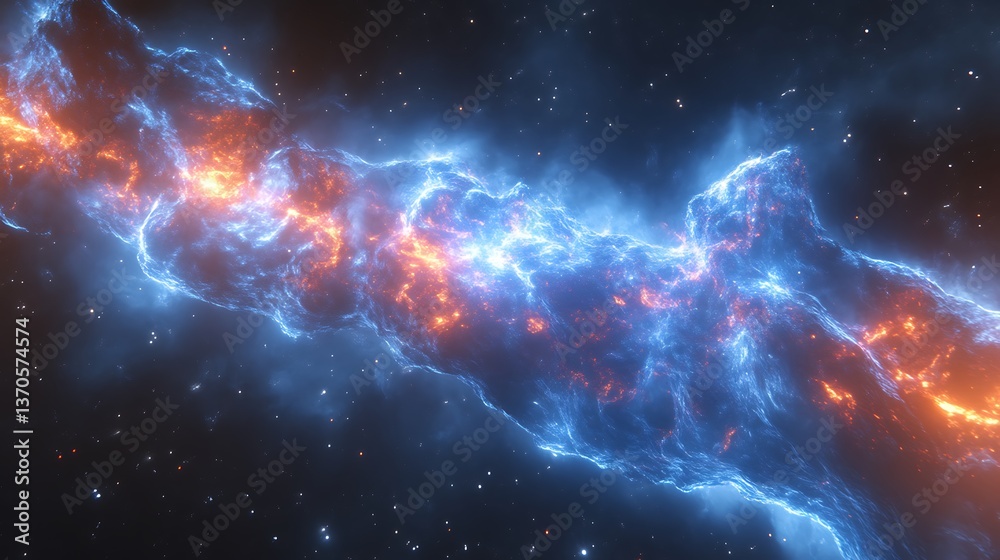 Fototapeta premium Celestial Nebula Cosmic Fire Ice Collision