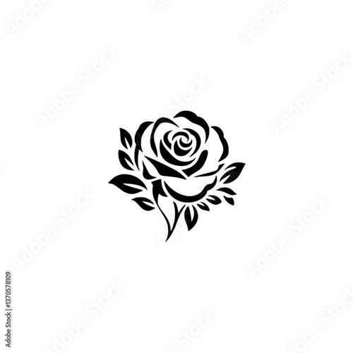 Wallpaper Mural Minimalist Black Rose Tattoo Design on White Background Torontodigital.ca
