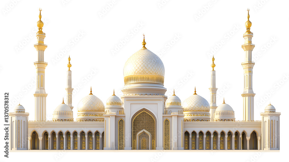 Obraz premium white gold mosque on transparent white background