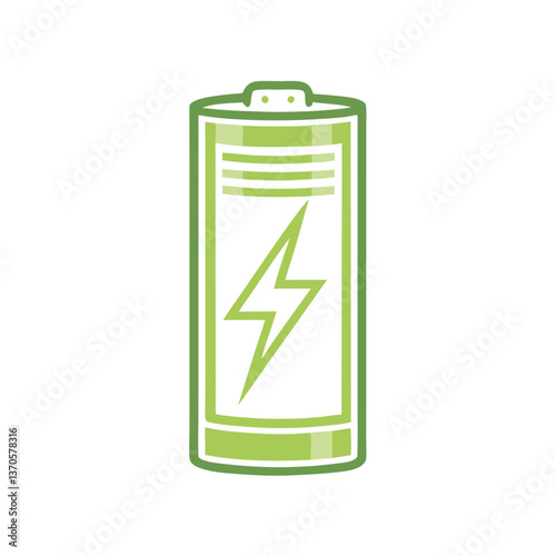 Green battery icon with lightning bolt design  