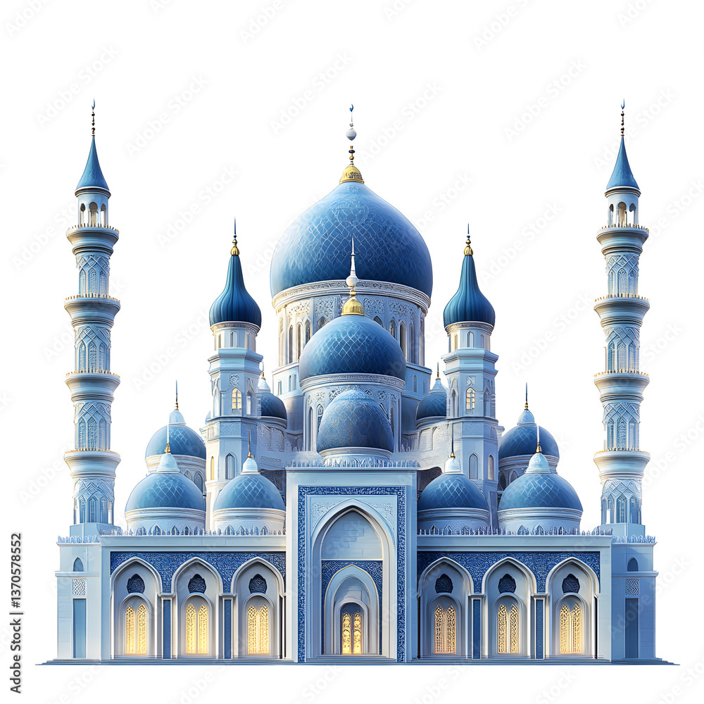 Fototapeta premium blue mosque on transparent white background