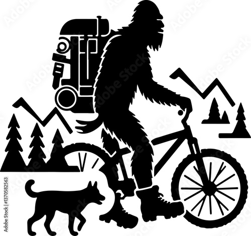 Mysterious Beast Bikes Through Forest Trail