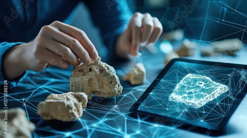 Digital geology analyzing rocks with augmented reality technology