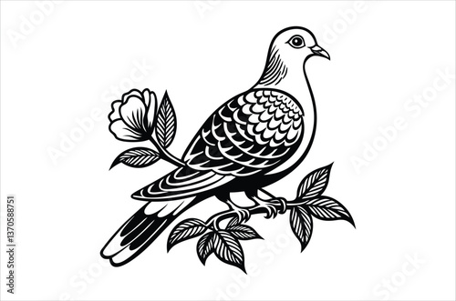 Wallpaper Mural dove vector,  icon vector illustration, dove silhouette of a dove isolated on a white background, eps, png, svg, vector, Torontodigital.ca