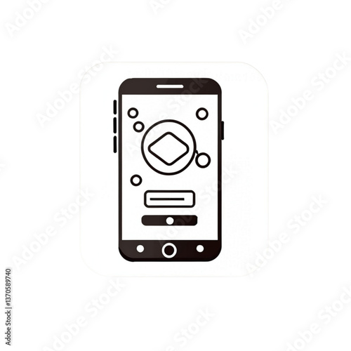 アプリのログイン画面のスマートフォン線画｜Line Art of Smartphone Login App Screen