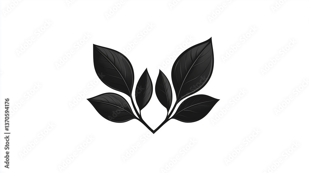 Black leaves forming a crown symbol on white background Black leaves forming a crown symbol on white background