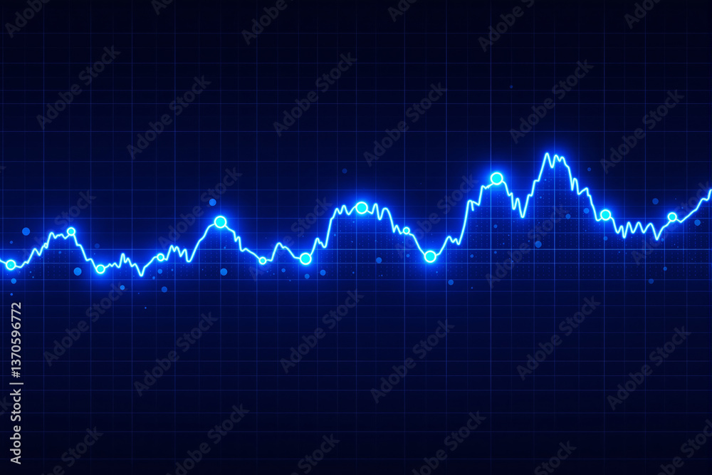 Glowing financial chart with blue neon light on dark background. Glowing financial chart with blue neon light on dark background.