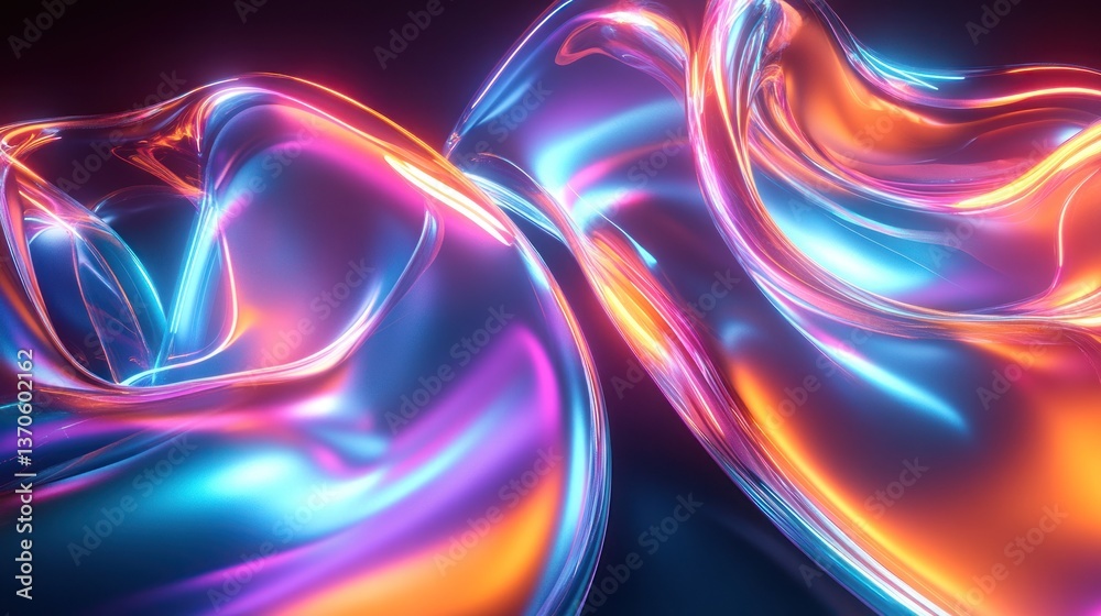 Fototapeta premium Abstract Neon Liquid Forms: A Symphony of Color and Light