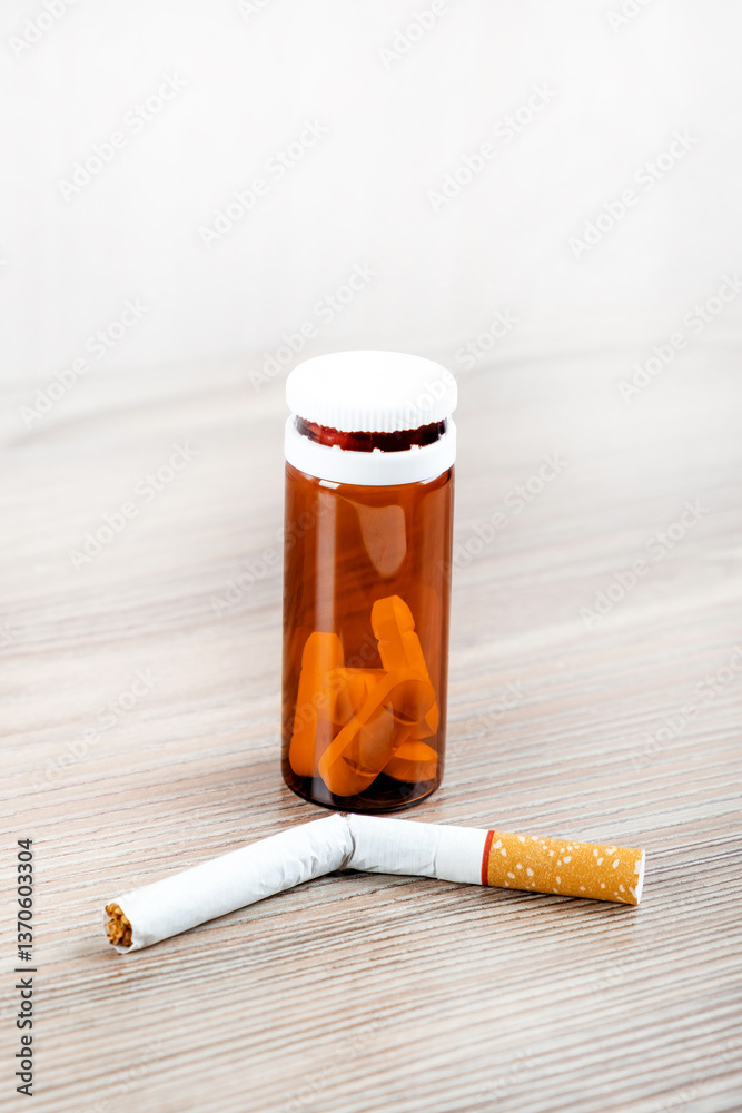 Pills and Cigarette on the Table