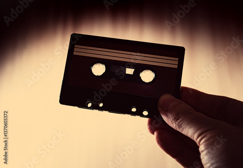 Obraz na płótnie Tape Cassette in the Hand w salonie