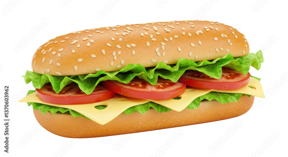 Isolated Sandwich with Lettuce, Tomatoes and Cheese Isolated Sandwich with Lettuce, Tomatoes and Cheese