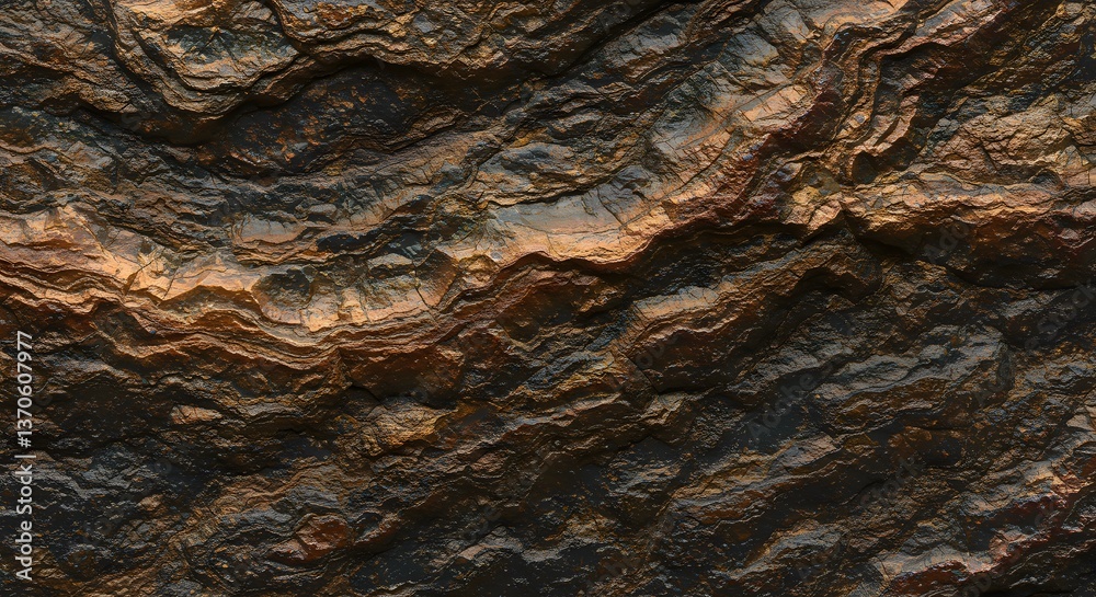 custom made wallpaper toronto digitalDark brown and golden rock formation texture with layered structure