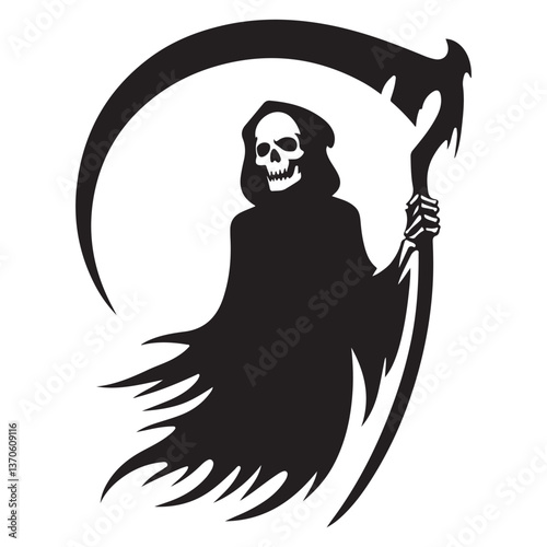 Grim Reaper Silhouette Vector Illustration Death Personified Scary Halloween