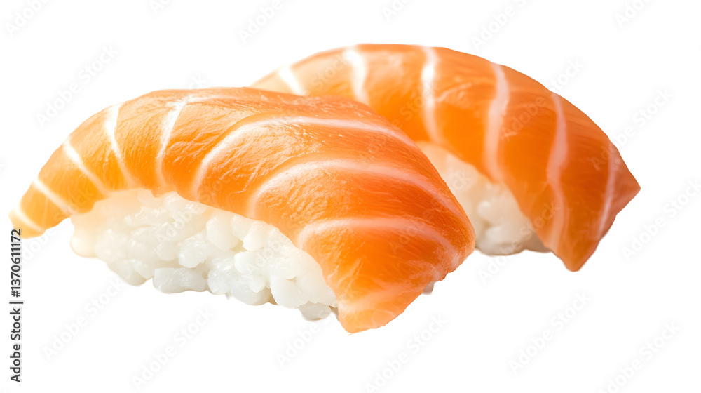 Nigiri sushi with salmon isolated on white background
Nigiri sushi with salmon isolated on white background
