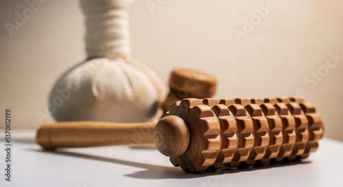 Wooden massage tools for relaxation and wellness therapy