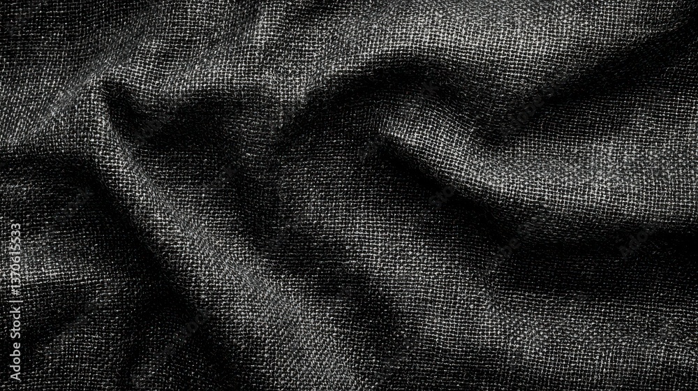 Fototapeta premium black fabric texture, natural linen canvas background.
