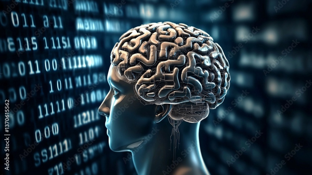 intelligence cognitive optimization. Digital brain concept with binary code background. intelligence cognitive optimization. Digital brain concept with binary code background.