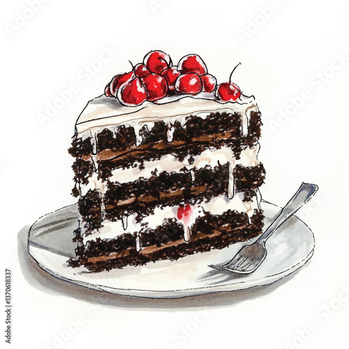 watercolor  copic marker concept sketch of Black Forest