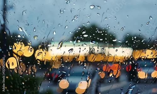 Raindrops on Window with Blurred City Lights Background Video animation	