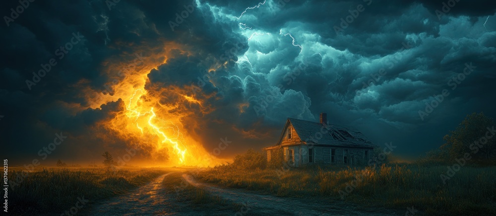 Abandoned farm house during a violent thunderstorm Abandoned farm house during a violent thunderstorm