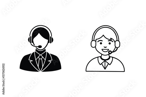 Customer Support Agents Icons, Help, Service, Assistance, Headset, Support, Communication, Call Cent