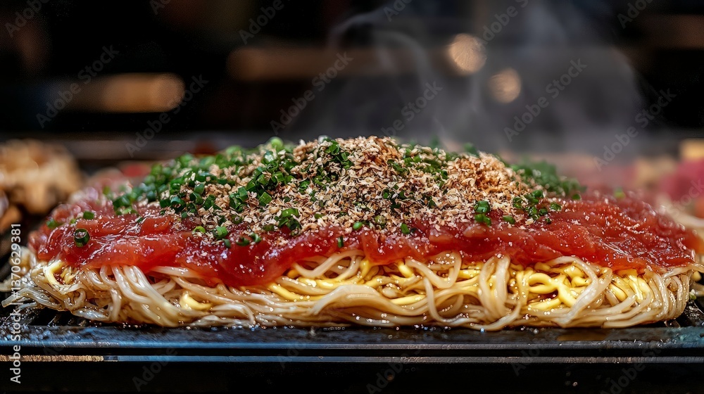 Fototapeta premium Japanese dish on hot plate, steaming