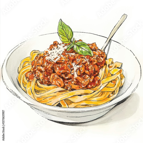 watercolor copic marker concept sketch of Bolognese