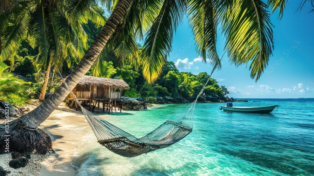 Obraz premium Tropical Beach Hammock Paradise