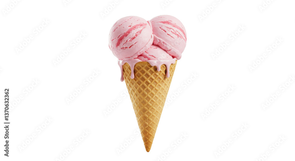 Isolated Strawberry Ice Cream Cone Isolated Strawberry Ice Cream Cone