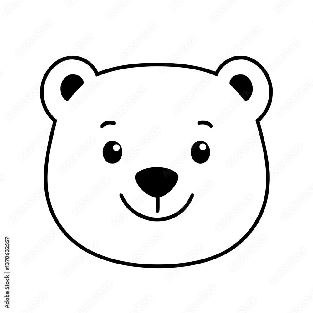 Obraz premium Cute Cartoon Bear Face Illustration
