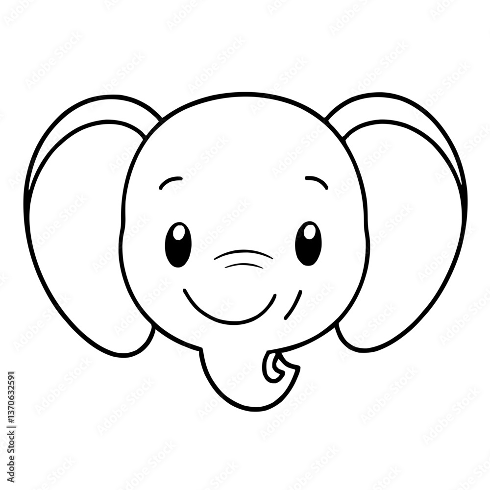 Obraz premium Cute Cartoon Elephant Face