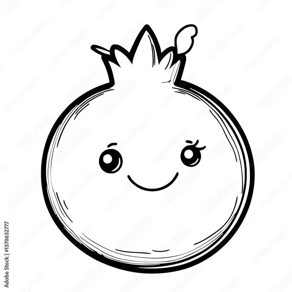 Obraz premium Cute Kawaii Pomegranate Illustration