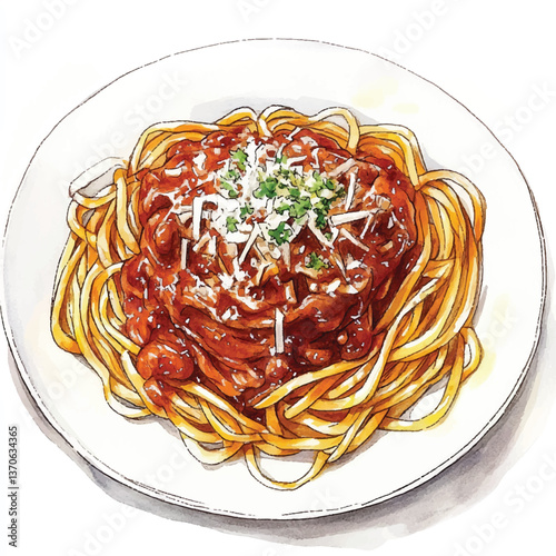 watercolor copic marker concept sketch of Bolognese