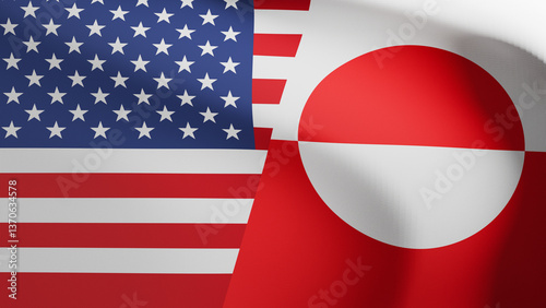 Flags of USA and Greenland
