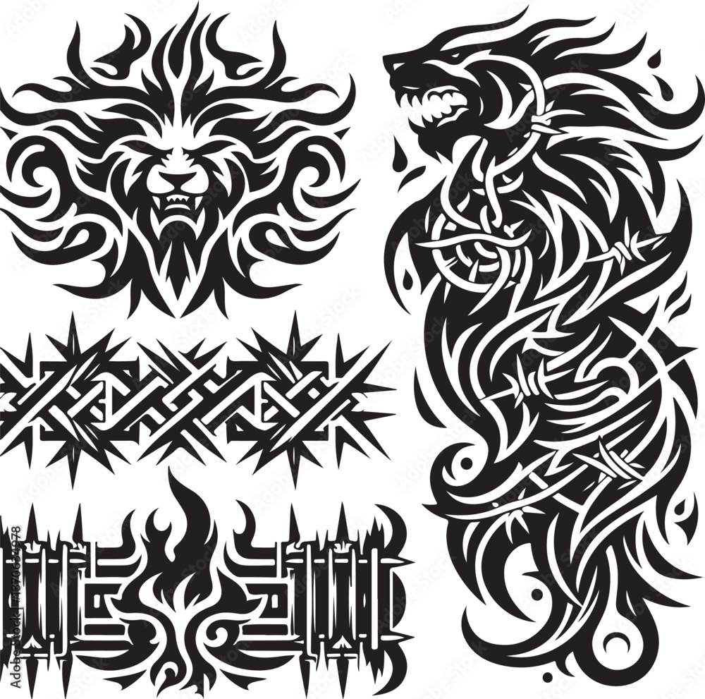 Fototapeta premium Vintage Tattoo Style Vector Bundle | Traditional Flash Art SVG Pack