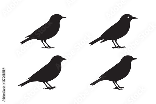 Wallpaper Mural Bird Silhouette Clipart Sparrow Vector Blackbird Outline Illustration  Torontodigital.ca