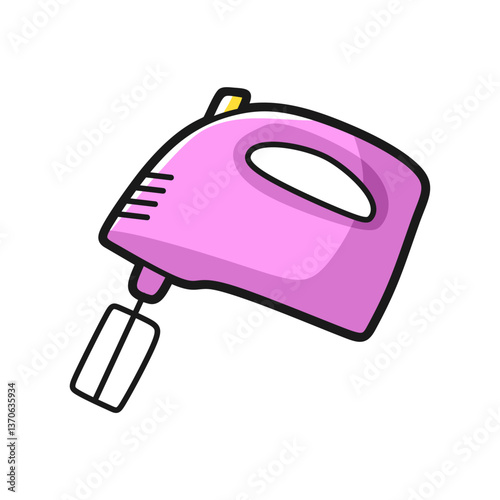 cartoon hand mixer icon pink kitchen utensils