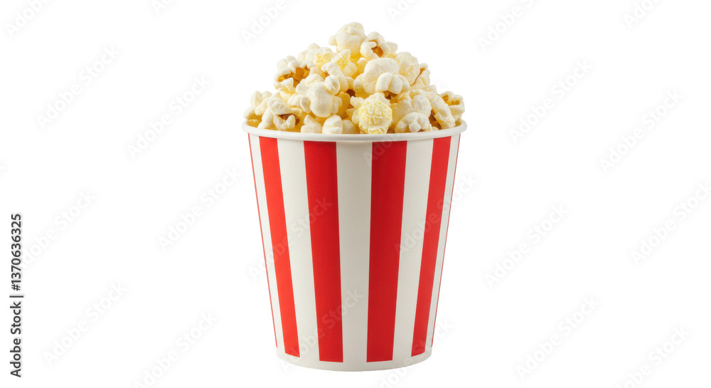 Isolated Popcorn in Striped Container Isolated Popcorn in Striped Container