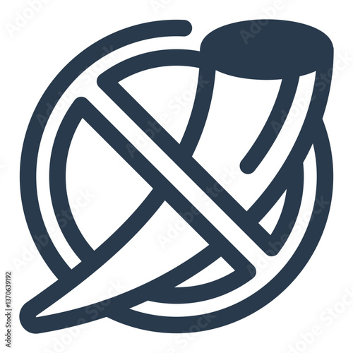 No Poaching Symbol with Crossed Ivory Horn