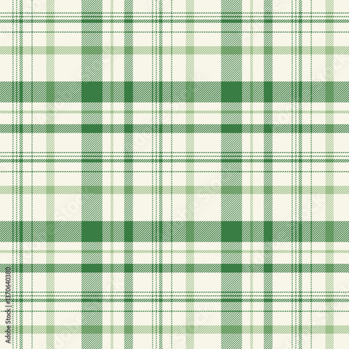 Plaid with twill weave repeat pattern.Checkered seamless pattern in green and white.Gingham tartan Geometric graphic vector illustration background design for fabric and prints.