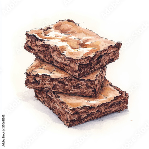 watercolor copic marker concept sketch of Brownies