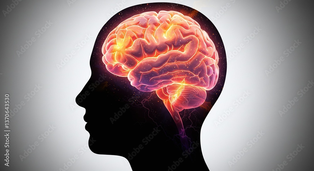 Obraz premium Mind's Eye: Illuminating the inner workings of the human brain, showcasing its intricate pathways and radiant activity, symbolizing thought, cognition, and the boundless potential of the mind.
