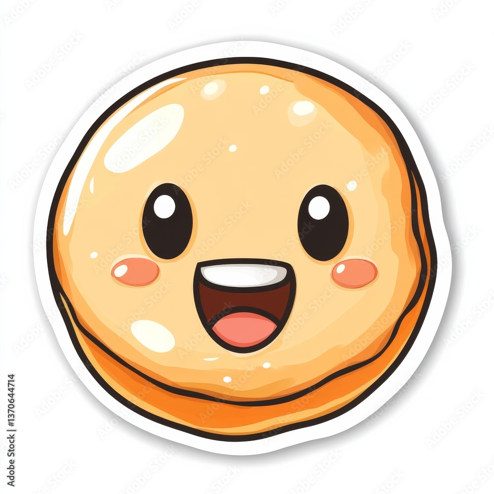 Fototapeta premium Cute Orange Donut Hole Cartoon Sticker
