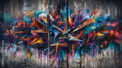 Vibrant Urban Graffiti Background – Colorful Street Art with Abstract Shapes and Textures