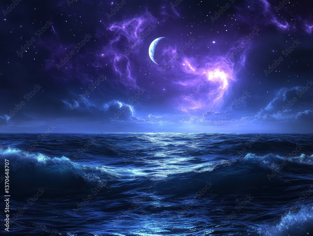 moon over sea