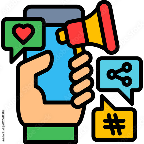 Mobile Ads lineal color icon