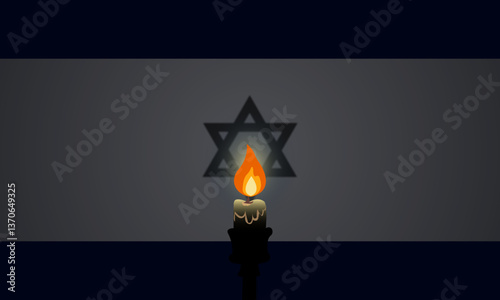 memorial day Star of David and Candle Symbolizing Remembrance 