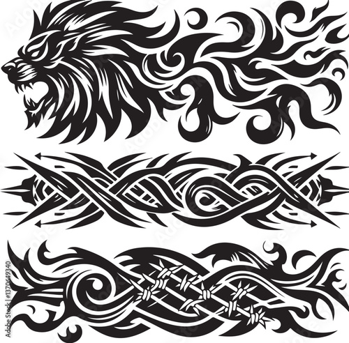 Tattoo Style Vector Bundle | Vintage Skull, Roses, Dragons, and Wild Animals Illustrations