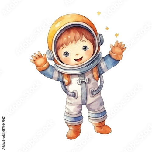 diver excited cartoon cute watercolors illustration on white background