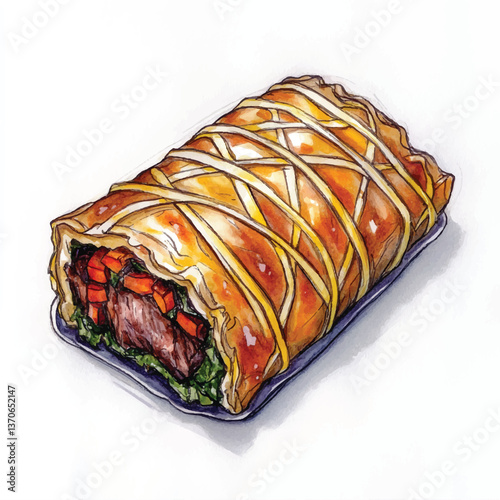 watercolor copic marker concept sketch of Beef